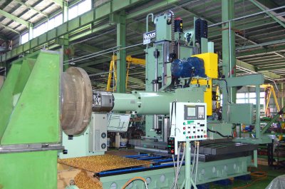 大型船舶用プロペラ－ボス穴部加工用　横型NC複合加工機【FLEXU＋RUDDER】