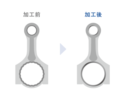 大型コンロッド　両端穴仕上げ加工ボーリング専用機